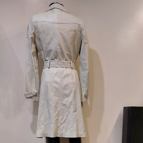 💋SHOWSTOPPER💋 ICONIC M by Madonna 100% Lambskin Leather Trench Coat in ivory - Picture 6 of 16